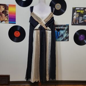 Midnight Velvet | Vintage Plus Size Black White & Beige Summer Dress